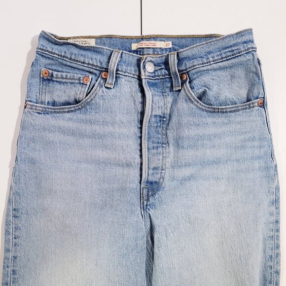 Levi's Ribcage Straight Medium Wash High Rise Ankle Jeans - Size 27 - Picture 7 of 14